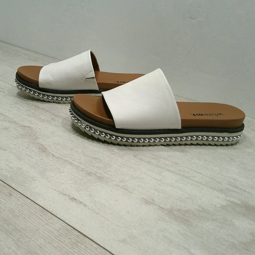 White Mt. Mountain Bronte Studded Platform Slide Mule Sandals Size 5.5 M